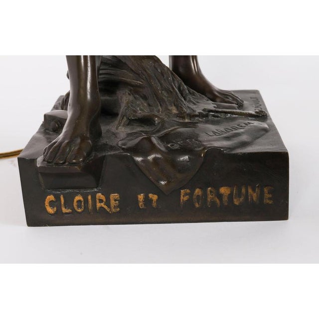 Large Antique French of Gloire et Fortune Lamp Bronze, 1890s For Sale - Image 15 of 18