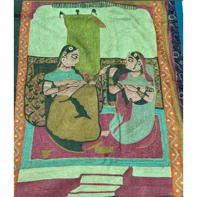 1980s Hand Embroidered Indian Mythology Wall Hanging, 1980s For Sale - Image 5 of 6