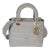 Gray Canvas Cannage Embroidered Medium Lady D-Lite Bag For Sale