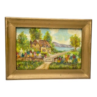 English Traditiona Impressionist Landscape Framed Original Oil Painting For Sale