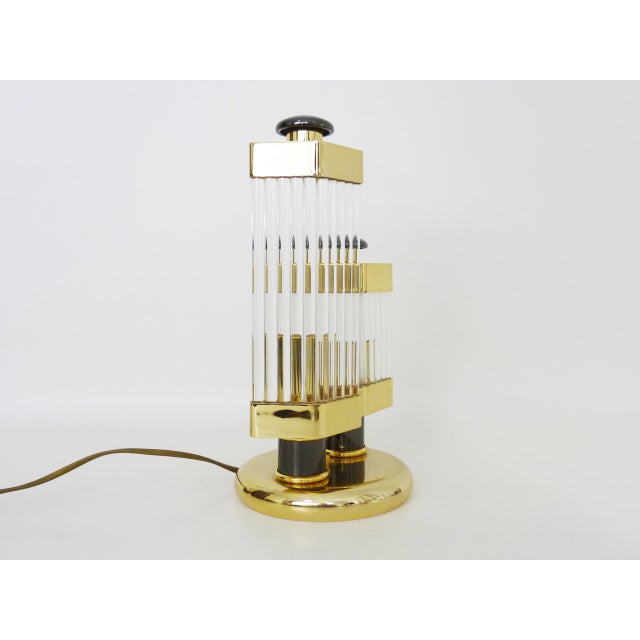 Hollywood Regency Regency Style Table Lamp in Brass and Crystal Tubes from Bakalowits & Söhne, 1980s For Sale - Image 3 of 10