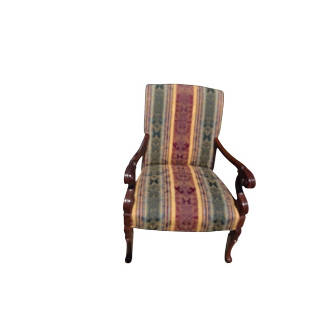 French 1990s Hickory Chair Co. Armchair Gainsborough Regency Bergere Lounge Louis XV Mahogany For Sale - Image 3 of 15