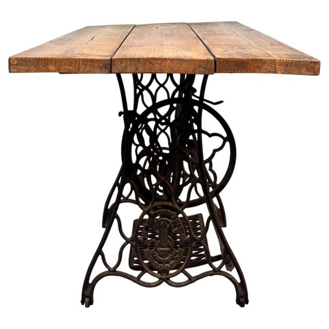Vintage English Cast Iron Sewing Machine Base Table, 1900s For Sale - Image 10 of 12