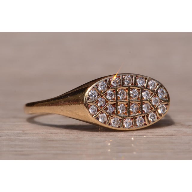 Gold The Three Waters Lane: Mid Century Natural Diamond Signet Ring For Sale - Image 8 of 11