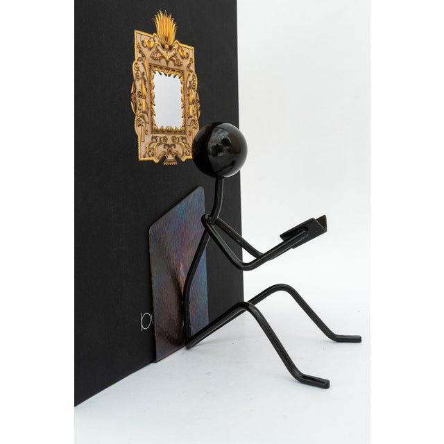 Metal Vintage Hammered Bookends, 1950s, Set of 2 For Sale - Image 7 of 13