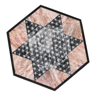 Pink and Black Chinese Checkers Marble Board For Sale