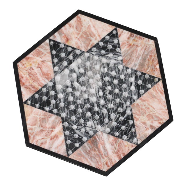 Pink and Black Chinese Checkers Marble Board For Sale
