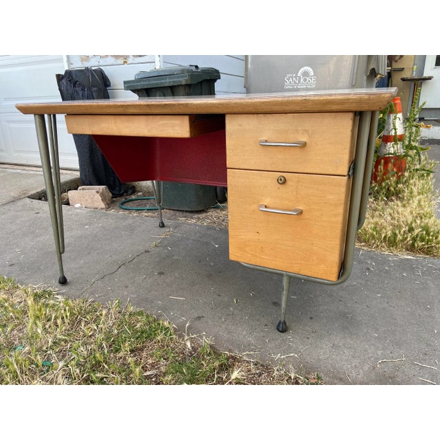 1950s Raymond Loewy for Brunswick Vintage Mid Century Modern Industrial Desk For Sale - Image 13 of 13