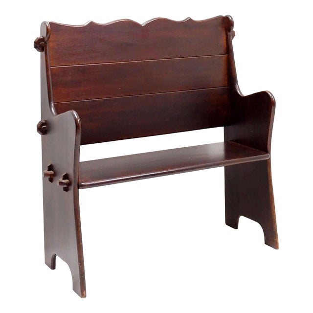 Vintage Wooden Church Bench, 20th Century For Sale