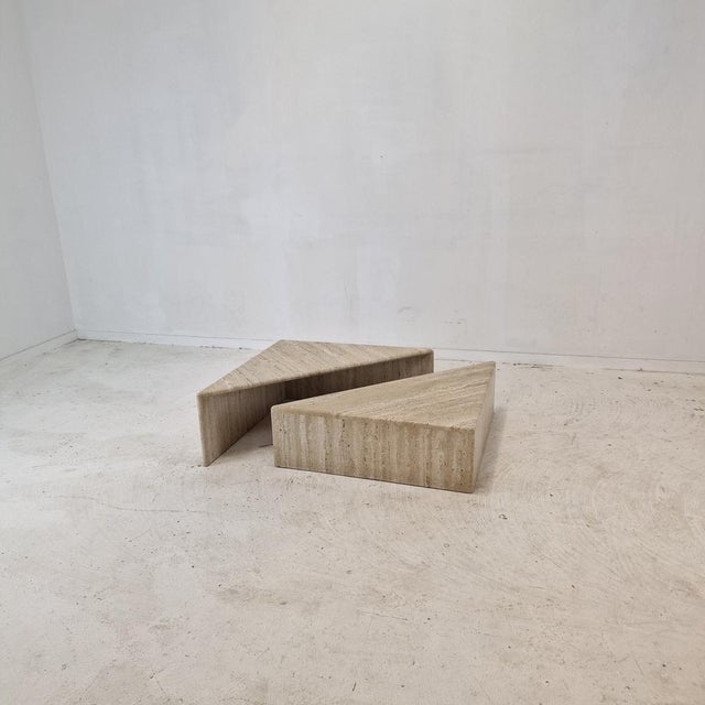 Italian Rectangular Coffee Table in Travertine, 1980s, Set of 2 For Sale - Image 13 of 18