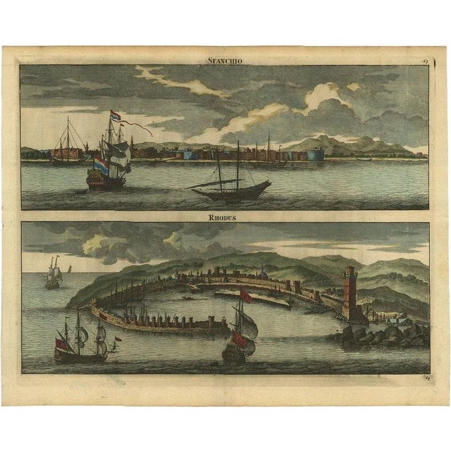 17th Century Cornelis de Bruijn, Panoramic Views of Stanchio, Greece and the Island of Rhodes, 1698, Print For Sale - Image 5 of 5