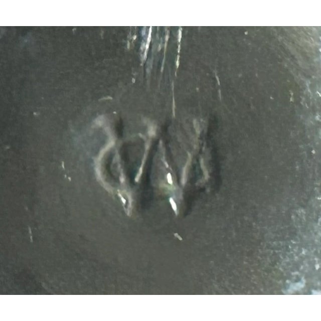 Black Vintage 1950’s American Westmoreland Mary Gregory Black Amethyst Glass Hand-Painted Woman Playing Harp Motif Baluster Vase For Sale - Image 8 of 8