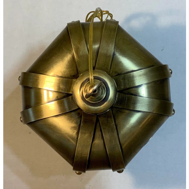 1990s Hand Crafted Solid Brass Hanging Lantern For Sale - Image 9 of 12