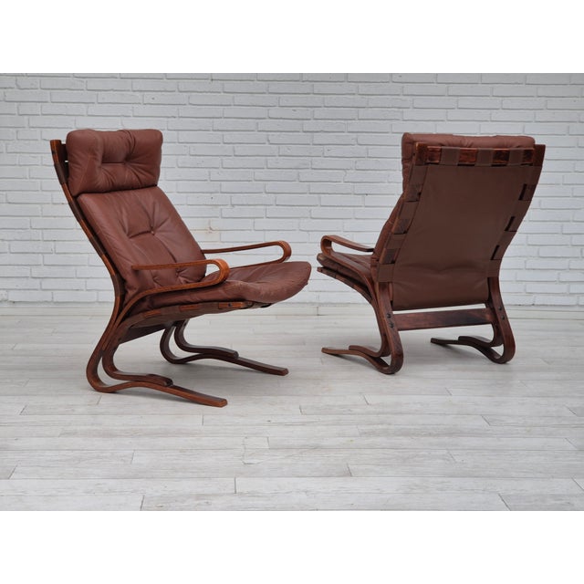 Vintage Scandinavian Lounge Chair in Leather, 1970s For Sale - Image 9 of 18
