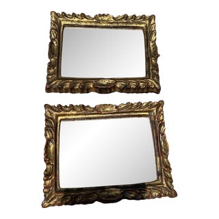 Late 20th Century Pair of Small Gilt Italian Mirrors For Sale