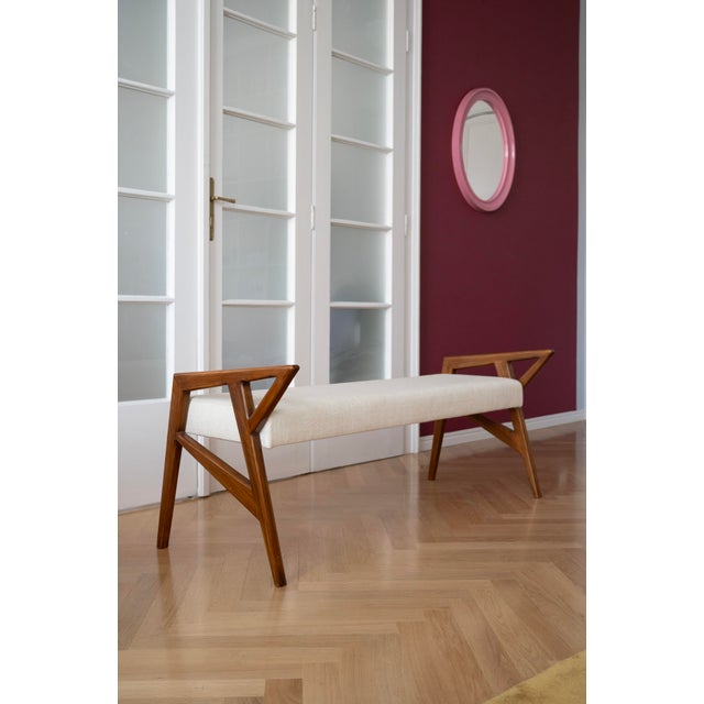 Wood Mid-Century Modern Italian Bench in the style of Gio Ponti, 1960s For Sale - Image 7 of 7