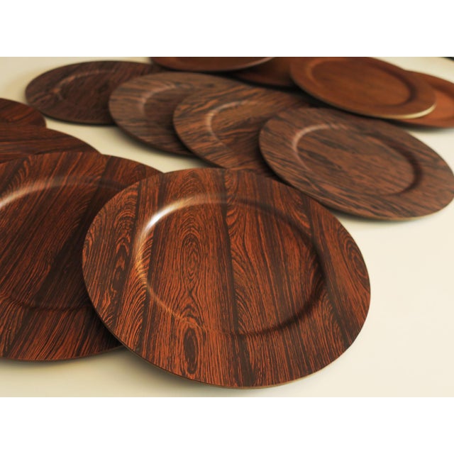 Vintage Danish Plywood Rosewood and Teak Plates from Morsbak, 1960s, Set of 12 For Sale - Image 10 of 11