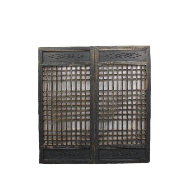 Wood Pair of Vintage Chinese Latticed Screen Panel 3 For Sale - Image 7 of 7
