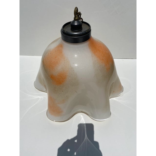 Antique White Modern Murano Glass Tulip Fluted Pendant Light For Sale - Image 8 of 10