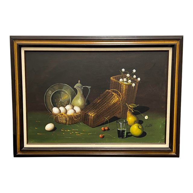 Violette DeMazia Vintage Still Life Painting, Signed Martin For Sale