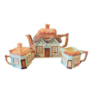 Vintage 1950s Keele St. Pottery Cottage Teapot Set For Sale