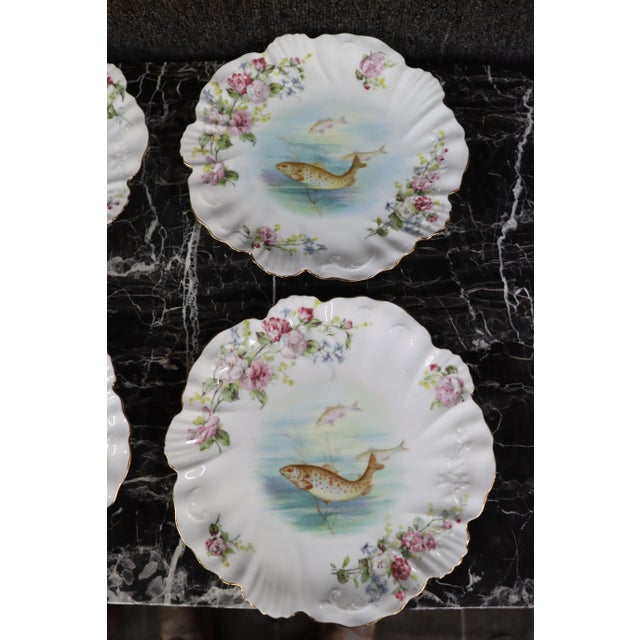 Early 20th Century Limoges Fish Decorated Plate Set/4 For Sale - Image 5 of 9