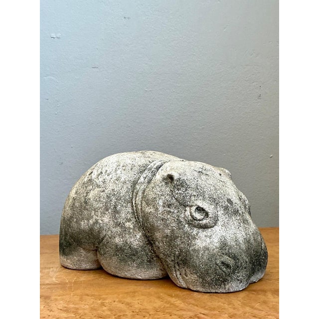 Vintage Cast Cement Hippo For Sale - Image 15 of 16