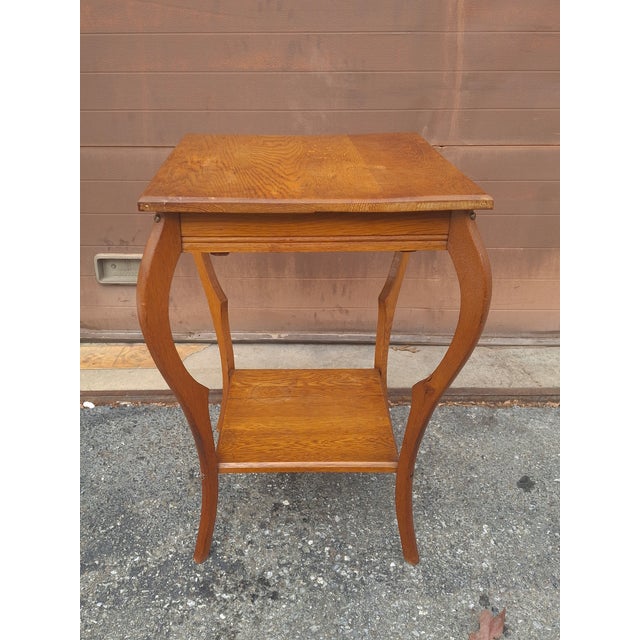 Late 19th Century Victorian Arts and Crafts Oak Two-Tier Single Drawer Side Table For Sale - Image 12 of 12