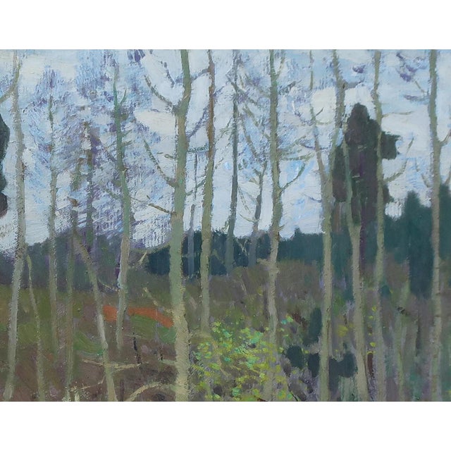 Realism 1960s Impressionism Forest Oil Painting, Ukrainian Art, 1966 46,5-60 For Sale - Image 3 of 6