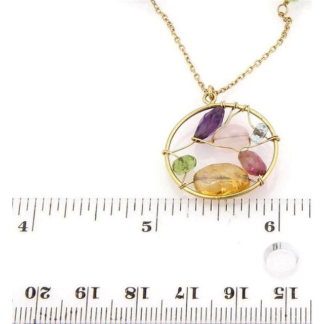 Mid 20th Century Tous Garabato Multi Gemstone & Pearls 18k Yellow Gold Long 26" Necklace For Sale In Miami - Image 6 of 6