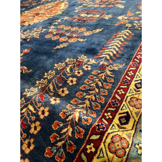 Textile 2020s Navy Blue Fine Hand Knotted Sarouk Mohajran Design 10' X 17' For Sale - Image 7 of 13