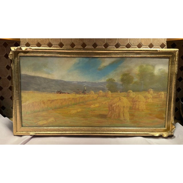 Antique Early 1900s American Pastel Agrarian Landscape Drawing For Sale - Image 9 of 9