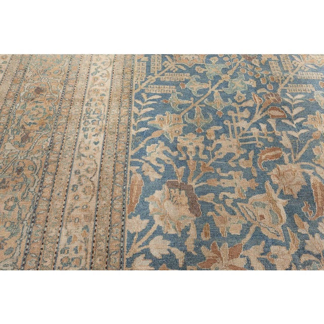 Textile High-quality Vintage Persian Khorassan Green Handmade Wool Rug For Sale - Image 7 of 10