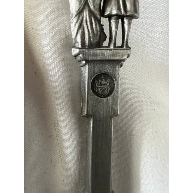 Vintage Dutch Pewter Wedding Spoon With Wooden Holder For Sale - Image 11 of 11