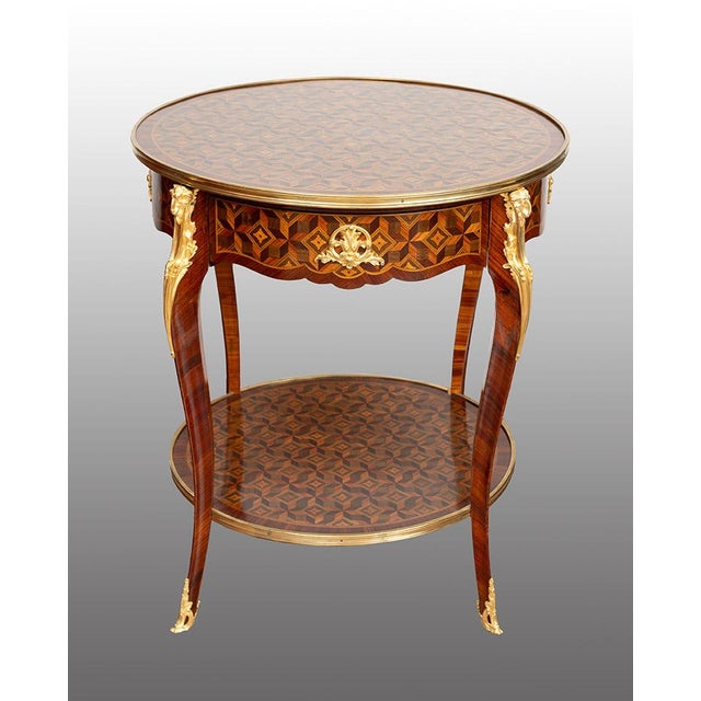 Brown Antique Napoleon III Coffee Table with Gilded Bronze Inserts, France, 1800s For Sale - Image 8 of 8