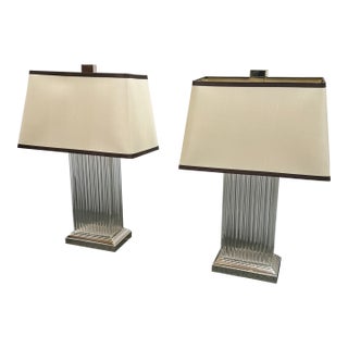 Restoration Hardware Marais Glass Rod Table Lamps, Pair For Sale