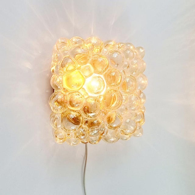 Gold Mid-Century Modern Amber Bubble Glass Wall Lights by Helena Tynell for Limburg, Germany, 1970s, Set of 2 For Sale - Image 8 of 12