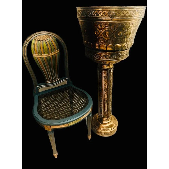 Copper Early 20th Century Copper Hand Etched Pot Jardinière With Pedestal For Sale - Image 8 of 12