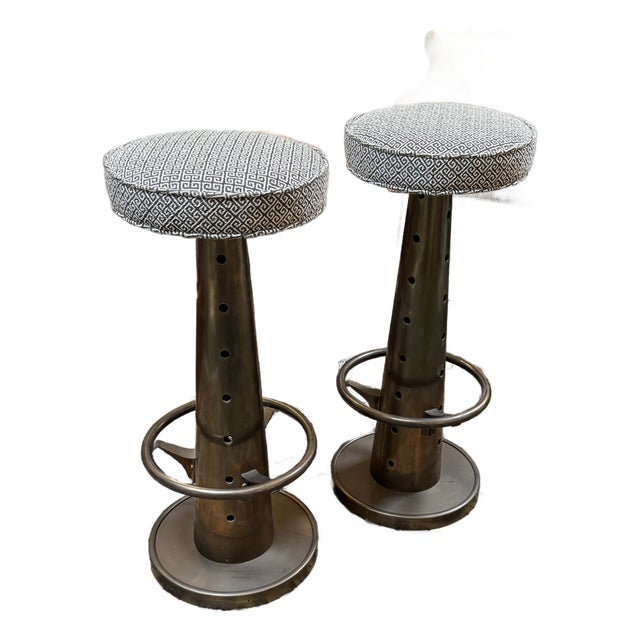 Blackman Cruz Workshop Yacht Bar Stools, Pair For Sale