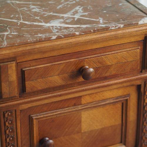 Antique Bedside Table with Marble Top and Marble Lining, 1890s For Sale - Image 12 of 18