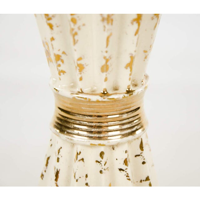 Mid-Century Modern Cream and Gold Table Lamp | Chairish