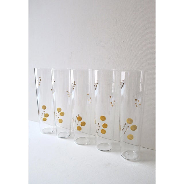 Mid-Century Modern Gold Highball Cocktail Glasses, Midcentury Modern Style, Set of 5 For Sale - Image 3 of 9