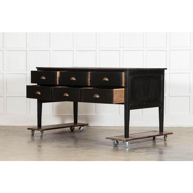 Late 19th Century Ebonised English Pine Worktable or Kitchen Island, 19th Century For Sale - Image 5 of 14