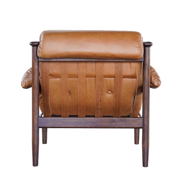 Matthew Izzo Home Selina Leather Sling Arm Chair With Recycled Oak Frame For Sale - Image 4 of 5