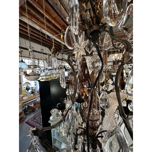 Old Lights On is pleased to offer this awesome vintage six arm brass and crystal chandelier. It is wired and ready to...