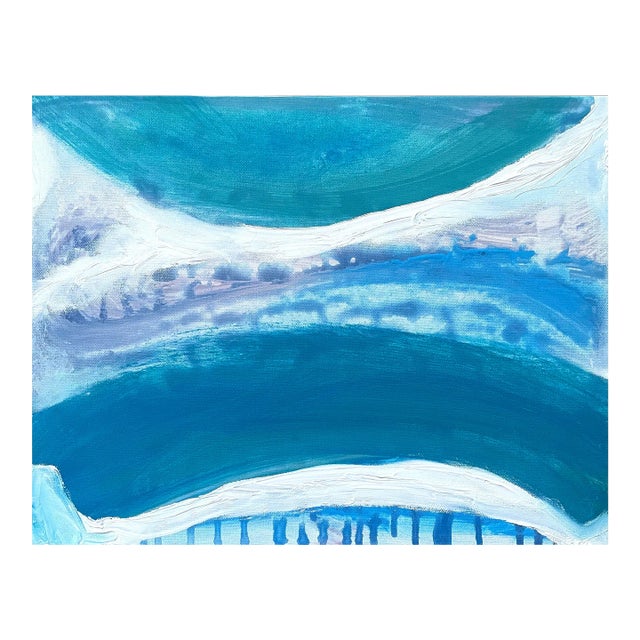 Matthew Izzo Blue and White Oil Painting on Canvas Titled Horizon For Sale