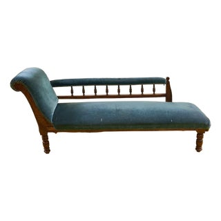 Wooden and Velvet Daybed Sofa For Sale