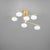 Modern Italian flush mount or chandelier with six white glass shades mounted on matt gold finish metal frame / Made in...