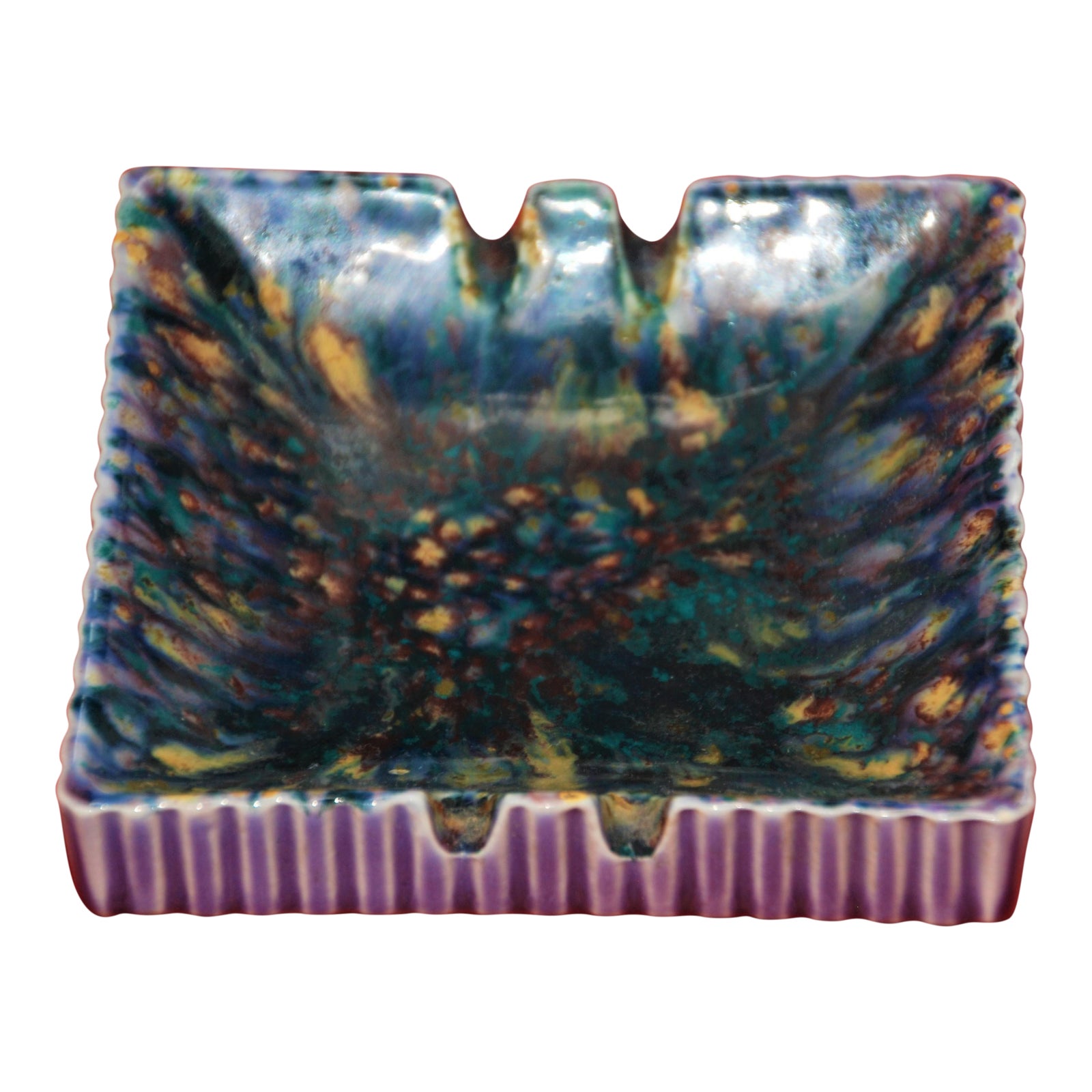 Lavender Drip Glaze MidCentury Ceramic Ashtray Chairish