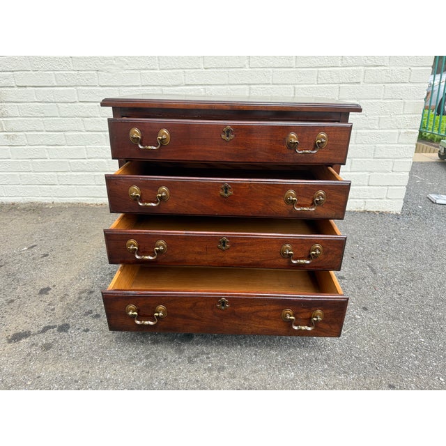 Pair of Vintage Henkel Harris Chippendale Style Black Cherry 4 Drawer Nightstands or Chests. For Sale - Image 10 of 18